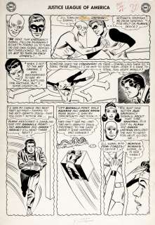 Mike Sekowsky Bernard Sachs - justice league of america #8 p 25 (flash, green lantern, wonder woman, martian manhunter! ) large art - 1961