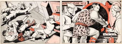 Paddy Brennan - Beano Annual 1956 "Shipwrecked Circus (DC Thompson, c. 1956). Paddy Brennan Beano Annual 1956 "Shipwrecked Circus" Original Art (DC Thompson, c. 1956).