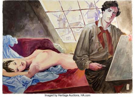 Manara, Milo | Milo Manara La Modèle Modigliani and Jeanne Hebuterne Illustration Page 54 Original Art (Albin Michel, 2001).... | Heritage