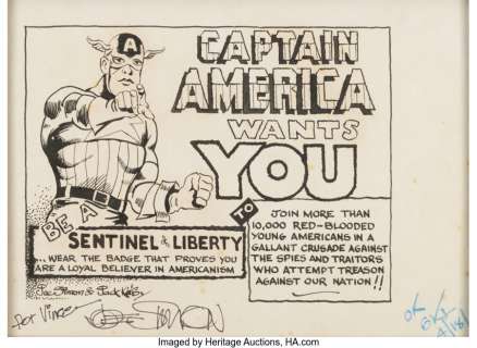 Simon, Joe - Joe Simon - Captain America / Sentinels of Liberty Ad Illustration Original Art (Marvel/Timely, 1943)....