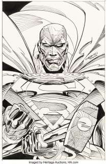 Bogdanove, Jon | Jon Bogdanove and Dennis Janke Superman: The Man of Steel #22 Die-Cut Steel Cover Original Art (DC, 1993).... | Heritage