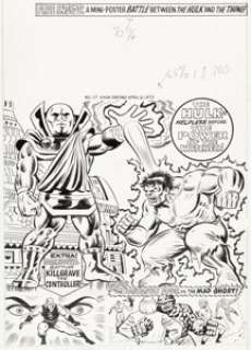 Starlin, Jim - Jim Starlin, Al Milgrom, and Mike Esposito The Mighty World of Marvel #27 Cover Original Art (Marvel UK, 1973)....
