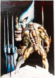 Texeira, Mark - Mark Texeira - Sabretooth and Wolverine Painting Original Art (c. 1993)....