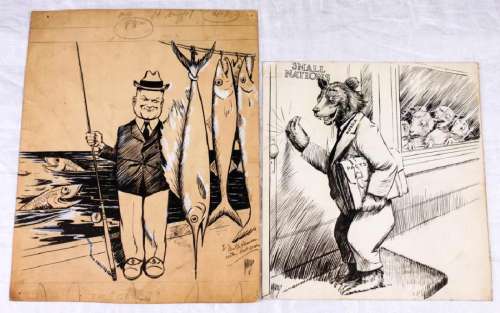 Political Cartoons by Edwin Marcus (2) | Goldfinch Auctions