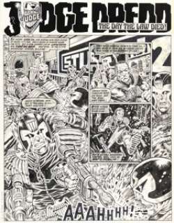 Ewins, Brett - Brett Ewins and Brendan McCarthy 2000 AD Prog #93 Judge Dredd Title Page (Fleetway, 1978)....