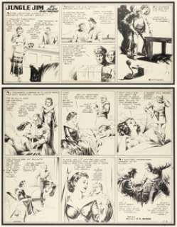 Alex Raymond Flash Gordon and Jungle Jim Sunday Comic Strips Original Art dated 5-8-38 (King Features Syndicate, 1938).