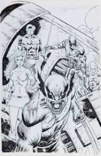 Rob Liefeld X-Men #1 Deadpool 30th Anniversary Variant Cover Original Art (Marvel, 2021).