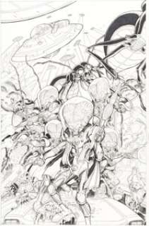 Nick Bradshaw Mars Attacks Classics Volume 1 Trade Paperback Cover Original Art (IDW, 2012).