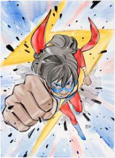 Peach Momoko Ms. Marvel: Beyond the Limit #1 Variant Cover Original Art (IDW, 2022).