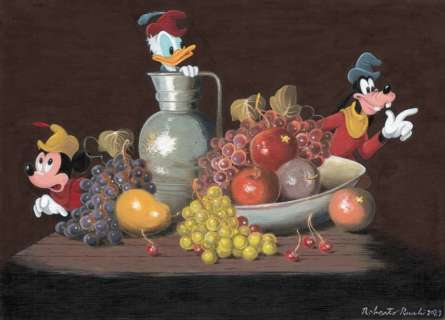 Roberto Ronchi | Donald Duck, Goofy, Mickey Mouse - "Still Life with Moving Life" - inspired by "Mickey and the Beanstalk" (2023) | Catawiki