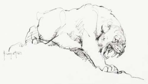 Frank Frazetta - Sabretooth Tiger Sketch Original Art (undated).