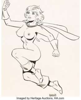Wally Wood - Power Girl Nude Pin-Up Illustration Original Art (undated). | Heritage