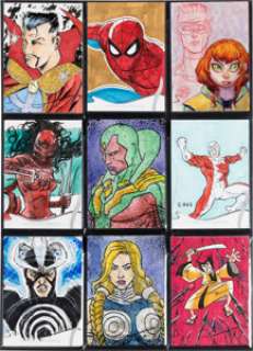 2022 Skybox Marvel Masterpieces - Group of 9 Original 1/1 Sketch Cards | Heritage