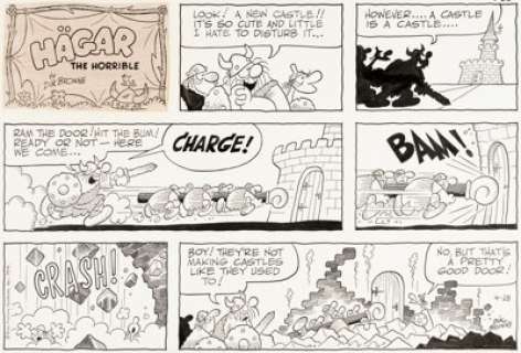 Dik Browne Hägar the Horrible Sunday Comic Strip Original Art dated 4-28-74 (King Features Syndicate, 1974).