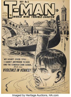 Reed Crandall and Chuck Cuidera T-Man #5 Cover Original Art (Quality, 1952). | Heritage