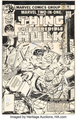 Keith Pollard and Bob Layton Marvel Two-in-One #46 The Thing and Hulk Cover Original Art (Marvel, 1978). | Heritage