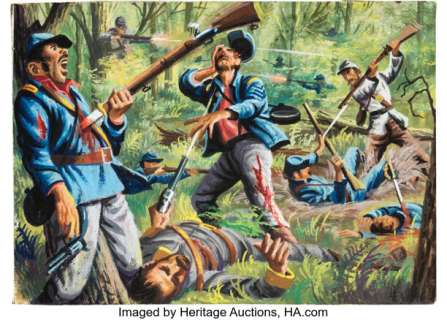 Norm Saunders Civil War News Trading Card #27 "Massacre" Painting Original Art (Topps, 1962). (Total: 2 Items) | Heritage