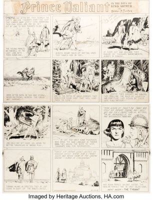 Hal Foster Prince Valiant #80 Sunday Comic Strip Original Art dated 8-21-38 (King Features Syndicate, 1938). | Heritage