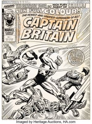 Larry Lieber and Frank Giacoia Captain Britain #1 First Appearance Cover Original Art (Marvel UK, 1976). | Heritage
