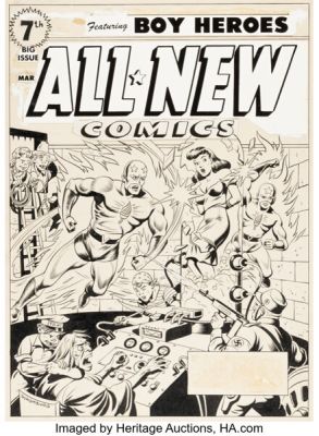 Alex Schomburg All-New Comics #7 Cover Original Art (Harvey, 1943). | Heritage
