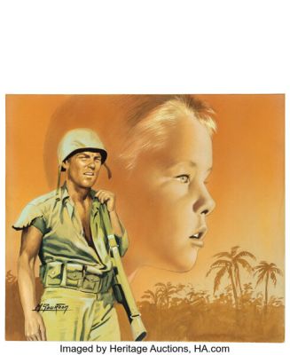 Michel Gourdon Tu diras à mon fils Cover Original Art (Editions de Fleuve Noir, 1974). | Heritage