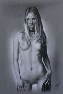 Denis P | Denis Prenzel - Original Kohle Zeichung Jolie(29, 7 x 42 cm) - Page volante - (2023) | Catawiki