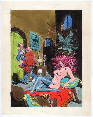 RAOUL BUZZELLI - Copertina per Ep Risate 6 ‘Vampirla junior’. Cm 27 x 34. Tempera su cartoncino leggero. Anno di esecuzione 1976.