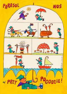 Bohdan Butenko (1931 - 2019) | Bohdan Butenko | Parasol noś i przy pogodzie - ilustracja do czasopisma "Płomyczek" | Desa Unicum