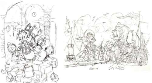 Cabella Sergio | Uncle Scrooge - Adventure story - unpublished - Sketch 1 and 2 - (2023) | Catawiki