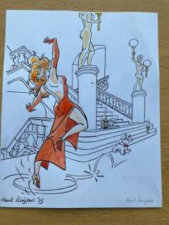 Franka - Originele tekening + volle fles cahmpagne (met Franka-etiket) | Catawiki