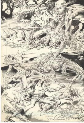 Rudy Nebres Original Comic Art Zombie Horror Monster Battle SPLASH | Neat Stuff Vault