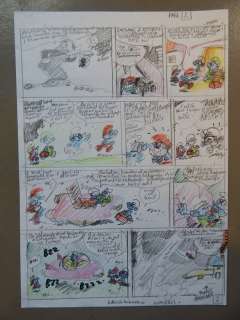Studio Peyo - 1 Original preliminary page - Les Schtroumpfs - Patinage sur glace - (jaren 1990) | Catawiki