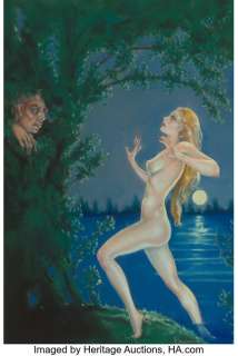 Margaret Brundage (American, 1900-1976). The Blue Woman, Weird Tales magazine cover, September 1935. P...