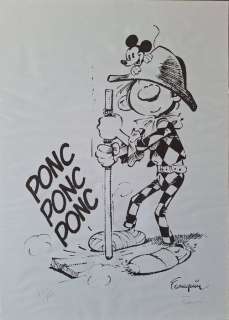 Franquin, André - 1 Offset Print - Gaston - Arlequin - 1986 | Catawiki