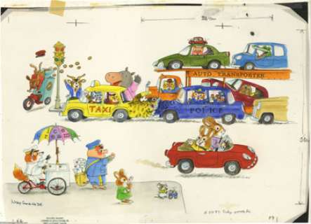 Richard Scarry - Big Golden Book #12056 Nicky Goes to the Doctor Cover and Story Illustrations Original Art, Group -