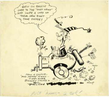 Bill Holman - Smokey Stover Illustration Original Art (undated). Screwball fireman, Smokey Stover, and his -