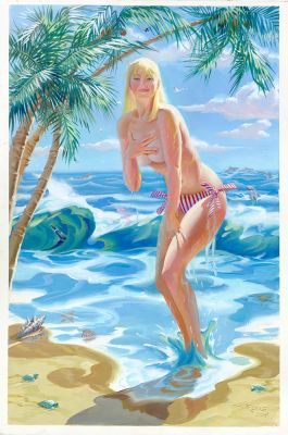 Steve Rude | Sundra Topless at the Beach | Steve Rude