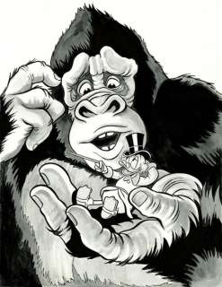 Tony Fernandez - Uncle Scrooge & King Kong - Large Original Painting - 70 x 50 cm | Catawiki