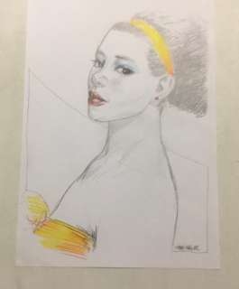 Liberatore, Tanino - 1 Original colour drawing - Fille en jaune - 2023 | Catawiki
