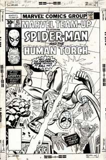 Al Milgrom, Joe Sinnott - Marvel Team-Up #61 Cover (Spider-Man & the Human Torch Battle.....the Fantastic Four? Joe Sinnott Inks!) 1977