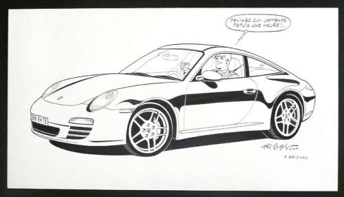 Tibet / Brichau, Franck - 1 Original drawing - Ric Hochet - Ric Hochet et sa Porsche - 2009 | Catawiki