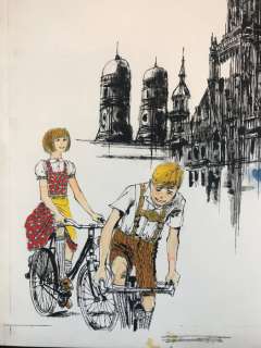 Crepax, Guido - 1 Original colour drawing - La Gita in Bicicletta | Catawiki