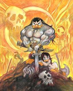Tony Fernandez - Donald Duck Inspired by Frazetta’s Conan “The Destroyer” - Large Painting - Hand Signed | Catawiki