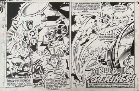David Wenzel, Mike Esposito - 1 Original page - Super Spider-Man and The Titans #219 - Double Splash Page Namor Captain America - 1977 | Catawiki