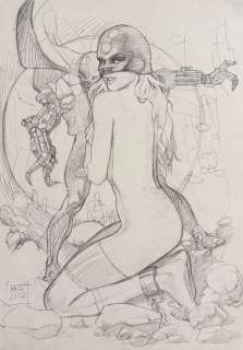 Mauro De Luca - 1 Pencil drawing - Space Woman | Catawiki