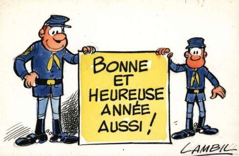 LAMBIL Willy  - Les Tuniques Bleues  - Illustration pour les vÅ“ux de Bonne Année  -[...] | Vermot et Associés
