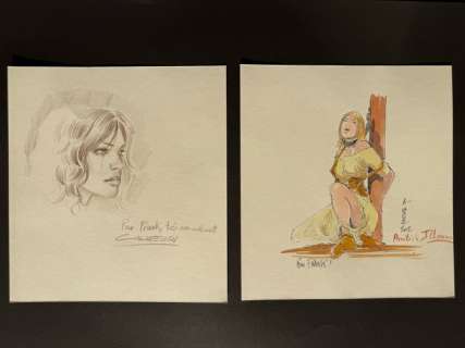 Jaime Calderon - Andre Houot - 2 Original drawing - Anne de Bretagne - Siebengestirn (gefesselte Frau) | Catawiki