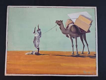 Baldo, Gino Luigi - 1 Original colour drawing - La Nave del Deserto - 1910 | Catawiki