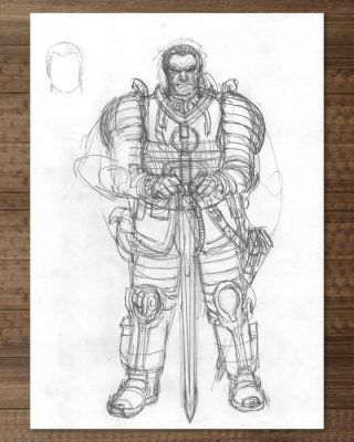 Juan Giménez Étude de personnage des Metabarons - Warrior with Sword – Original Pencil Drawing | Catawiki