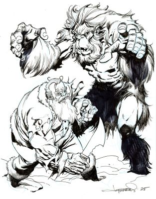 Aaron Lopresti | SANTA CLAUS vs THE YETI original sketch | Aaron Lopresti